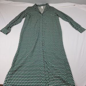 Modest green black white long sleeve button shirt dress H&M SMALL 4